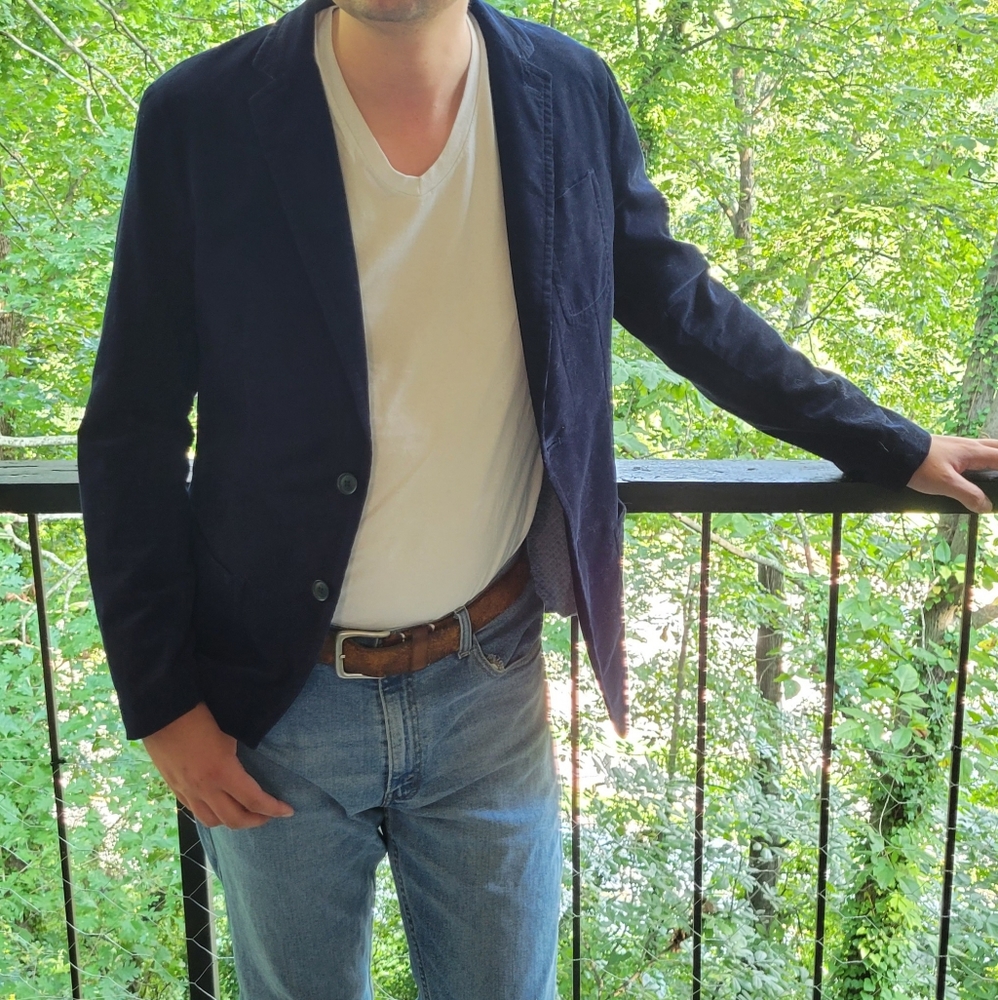 Banana Republic Slim Fit Navy Blue Corduroy Blazer